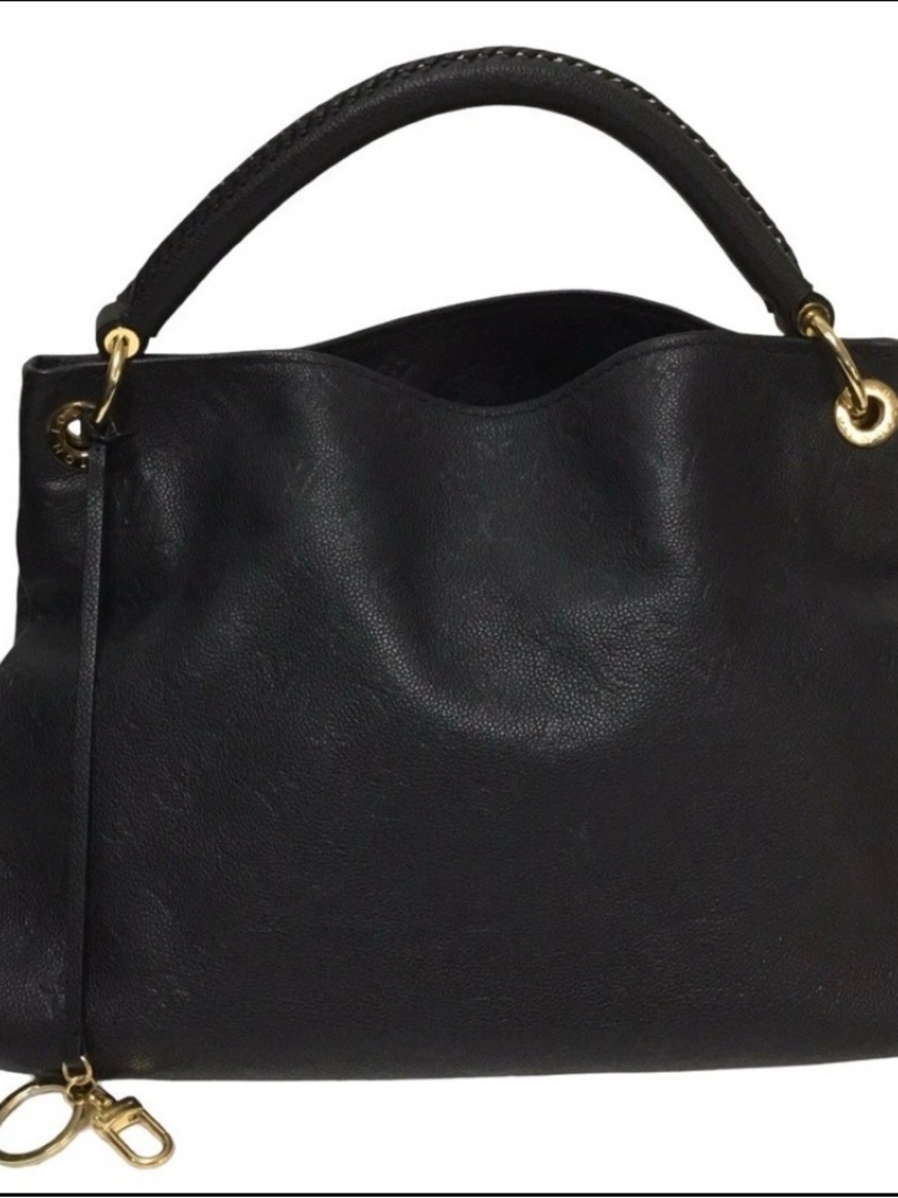 Louis Vuitton Artsy Black Leather Shoulder Bag with Gold-Tone Hardware